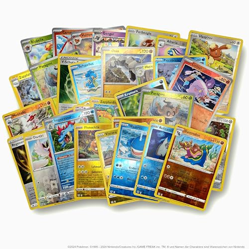 Platzmangel Pokemon Holo/Reverseholo Kartenset, inkl Sticker, 30 zufällige Holo/Reverseholo-Karten in Deutsch, Originale Karten, Keine doppelten Karten von Platzmangel