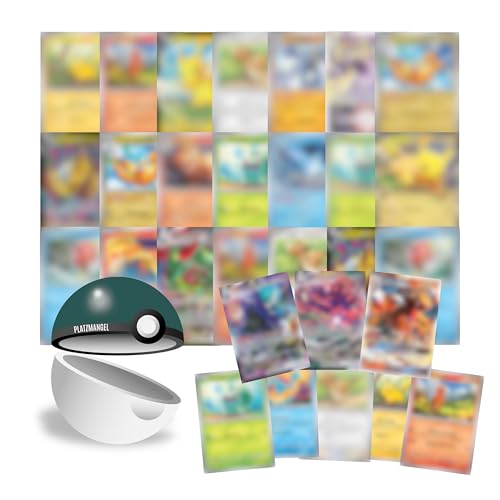 Platzmangel Pokemon Kartenset 50 Verschiedene Pokemon Karten, inkl. 3 Holo/Reverseholo Karten, eine zufälliges Schiggy-, Bisasam-, Glumanda-, Evoli-, oder Pikachu, inkl Sticker (3 Holo (50 Karten)) von Platzmangel