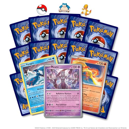 Pokemon Kartenset 20 Verschiedene Karten, inkl. Einer zufälligen Holo-/Reverseholokarte eines legendären, mysteriösen oder paradoxen Pokemon - händisch ausgewählte Sammelkarten von Platzmangel