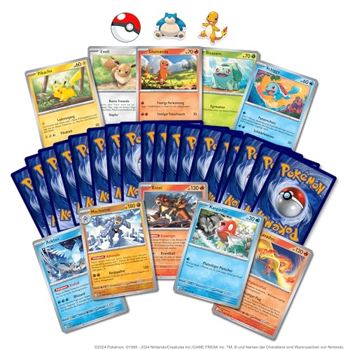 Platzmangel Pokemon Kartenset 50 Verschiedene Pokemon Karten, inkl. 5 Holo/Reverseholo Karten, eine zufälliges Schiggy-, Bisasam-, Glumanda-, Evoli-, oder Pikachu, inkl Sticker (5 Holo (50 Karten) von Platzmangel