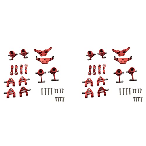 Plawee 2Satz Metall Verbesserte Teile Lenkung Cup Swing Arm Plate Set für P929 P939 K969 K979 K989 K999 1/28 RC Auto, Rot von Plawee