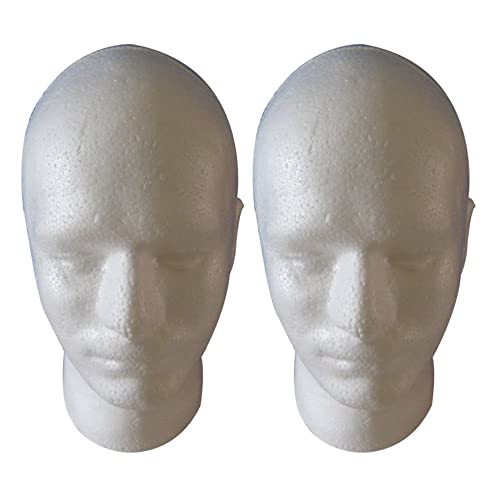 Plawee 2X Herren Peruecke Display Cosmetology Schaufensterpuppe Kopf Standmodell Foam White von Plawee