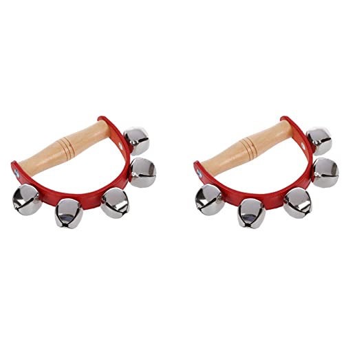 Plawee 2X Tamburin Handbell Baby Kinder Fruehes Paedagogisches Musikinstrument Rhythmus Kleine Jingle Bell Spielzeug Werkzeug von Plawee