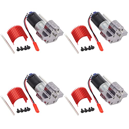 Plawee 4X 370 Gebürsteter Motor + KüHlkörper Getriebe Satz Aus Aluminium mit Stahl ZahnräDern für C14 C24 B14 B24 B16 B36 6X6 Verbesserte Teile, von Plawee