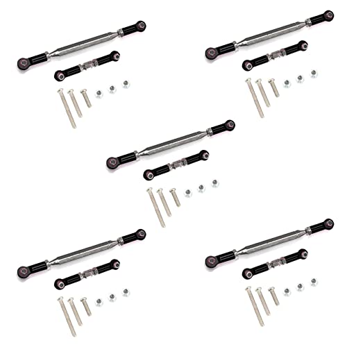 Plawee 5X Metall Verstellbares Lenk Gestänge Servo Link Zug Stange Spann Schloss für Mn D90 D99 Mn-90-45 1/12 Rc Auto Crawler, Schwarz von Plawee