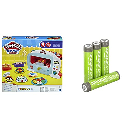 Hasbro Play-Doh - Magischer Ofen Knete, für fantasievolles und kreatives Spielen. Für Kinder ab 3 Jahren & Amazon Basics AAA-Batterien, wiederaufladbar, vorgeladen, 4 Stück, (Aussehen kann variieren) von Play-Doh