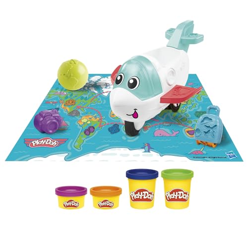 Play-Doh Flugi, das Flugzeug Starter-Set, Bastel-Set mit 2 x 57g Dosen und 2 x 28 g Dosen Plus Spielzeug und Bastelzubehör und Formen, kreatives für Kinder ab 2 Jahren von Hasbro