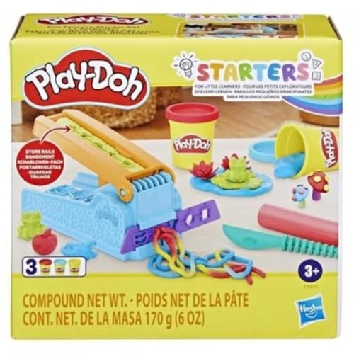 Play-Doh Knetwerk Starter Set, 3 x 56 g Dosen bunter Knetmasse, 2 Accessoires und Förmchenmaschine, Bastel-Set zum Formen und Entdecken, kreatives für Kinder ab 3 Jahren von Play-Doh