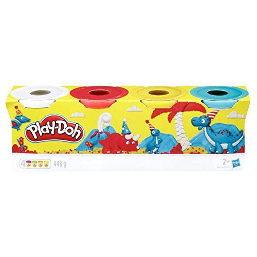 Hasbro Play-Doh-Set 4er Pack Grundfarben Knetmasse, Modelliermasse für fantasievolles und kreatives Spielen, Kunstzubehör für Kinder ab 2 Jahren, in den Farben blau, gelb, rot und weiß von Play-Doh