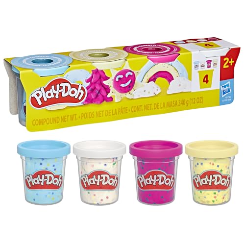 Play-Doh 4er-Pack Konfettiknete – buntes Knet-Set für kreatives Spielen und Basteln – farbenfrohes Ostergeschenk für Mädchen und Jungen von Play-Doh