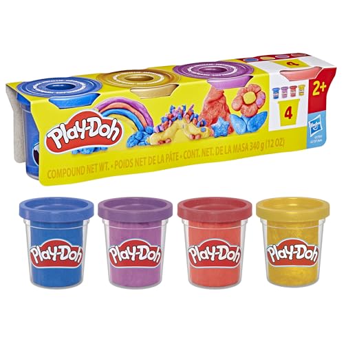 Play-Doh 4er-Pack Schimmerglanzknete – kreatives Knet-Set mit glitzernder Knete für fantasievolles Spielen – perfektes Ostergeschenk für Kinder von Play-Doh