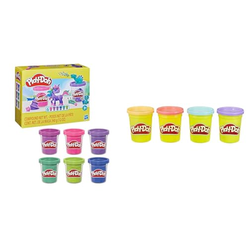 Play-Doh 6er-Pack Funkelknete, zum Kneten und Spielen für Kinder & erPack Sweet, tolle Farben für Kinder ab 2 Jahren, 112gDosen von Play-Doh