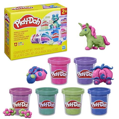 Play-Doh 6er-Pack Funkelknete, zum Kneten und Spielen für Kinder von Play-Doh