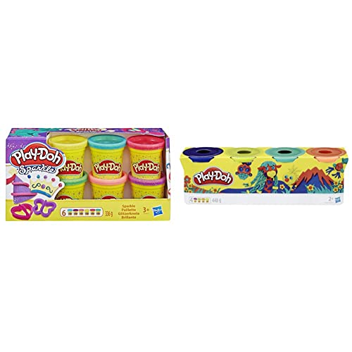 Play-Doh A5417EU8 Glitzerknete für fantasievolles und kreatives Spielen, Multicolor & 4er Pack WILD, Knete für fantasievolles und kreatives Spielen von Play-Doh
