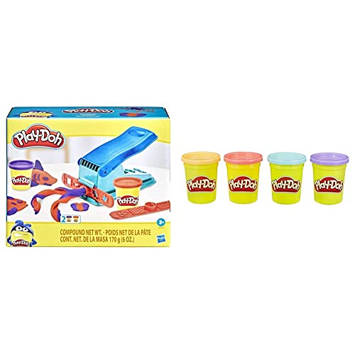 Play-Doh B5554 Knetwerkpresse toys inkl. 2 Dosen Knete & 4erPack Sweet, tolle Farben für Kinder ab 2 Jahren, 112gDosen (pink, hellblau, Hellorange, lila), für fantasievolles und kreatives Spielen von Play-Doh