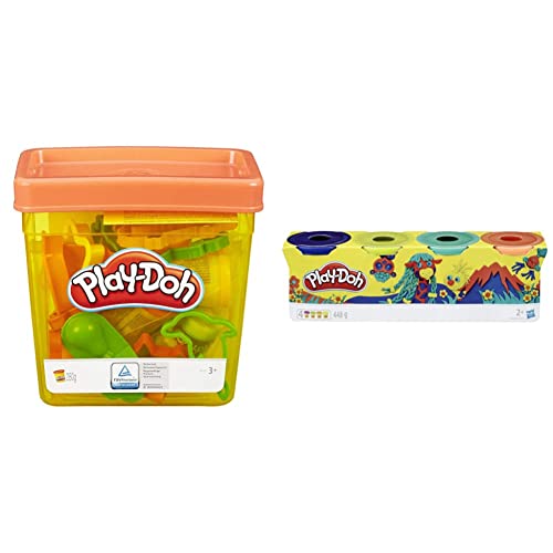 Play-Doh Basisbox mit 5 Dosen Knete und 15 Förmchen, für fantasievolles und kreatives Spielen, ab 3 Jahren & E4867ES0 4er Pack WILD, Knete für fantasievolles und kreatives Spielen von Play-Doh