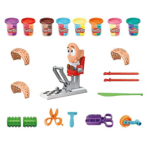 Play-Doh Verrückter Freddy Friseur Haarsalon Spielset für Kinder ab 3 Jahren mit 8 dreifarbigen Dosen à 56 g, Multicolour, 6.68 x 27.94 x 21.59 cm von Play-Doh