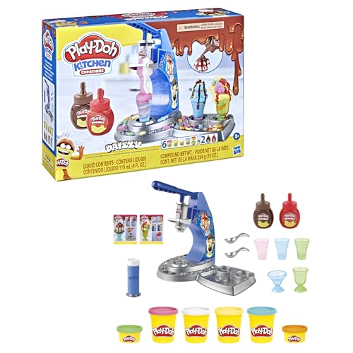 Play-Doh Drizzy Eismaschine mit Toppings, inklusive Drizzle Knete und 6 Farben von Play-Doh