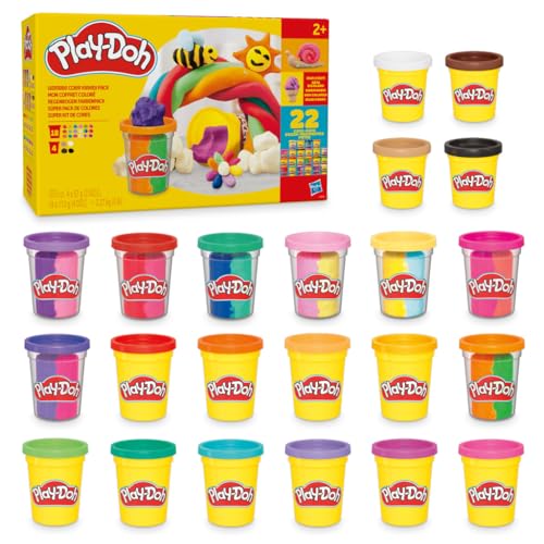 Play-Doh Regenbogen Farbenpack mit 22 Dosen, viele verschiedene Farben zum Basteln und Kneten, perfekt als Geburtstagsgeschenk für Kinder von Play-Doh