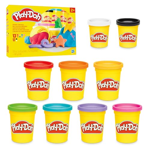 Play-Doh Fantastische Farben mit 9 Dosen (7 Standardgrößen, 2 kleine Dosen), zum Kneten & Spielen ab 3 Jahren, fördert die Feinmotorik, für Kinder von Hasbro