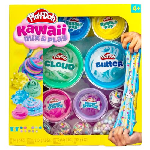 Play-Doh Kawaii Mix & Play Set, Super Stretch und Bubble Pop Slime, 6 Farben mit dekorativen Streuseln, ab 4 Jahren Play-Doh Kawaii Mix & Play Set, Super Stretch und Bubble Pop Slime, 6 Farben mit dekorativen Streuseln, ab 4 Jahren von Play-Doh