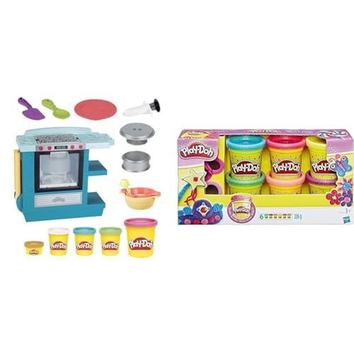 Play-Doh Kitchen Creations Backstube Spielset für Kinder ab 3 Jahren mit 5 Farben & 5417EU9 A5417EU8 Glitzerknete für fantasievolles und kreatives Spielen, Multicolor von Play-Doh