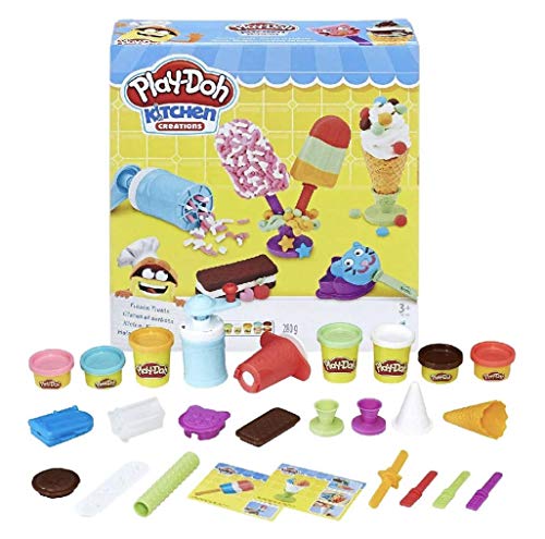 Play-Doh Kitchen Creations Eis-Set für Kinder ab 3 Jahren, mit 7 ungiftigen Farben von Play-Doh