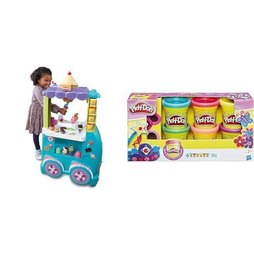 Play-Doh Kitchen Creations Großer Eiswagen, Spielset mit 27 Accessoires & 5417EU9 A5417EU8 Glitzerknete für fantasievolles und kreatives Spielen, Multicolor von Play-Doh
