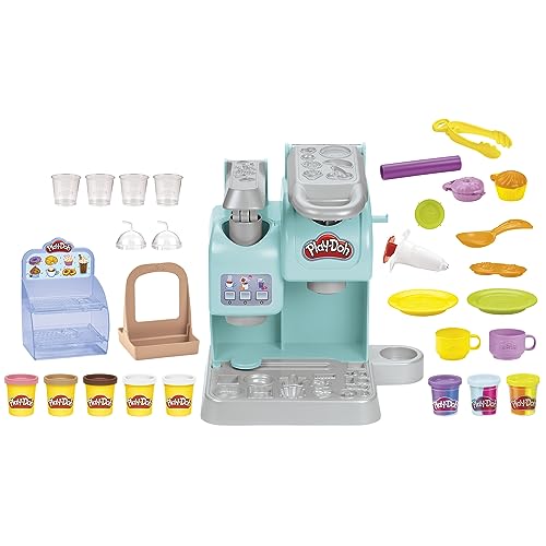 Play-Doh Kitchen Creations Knetspaß Café, Café-Spielset mit 20 Accessoires und 8 Dosen zweifarbige Knete von Play-Doh