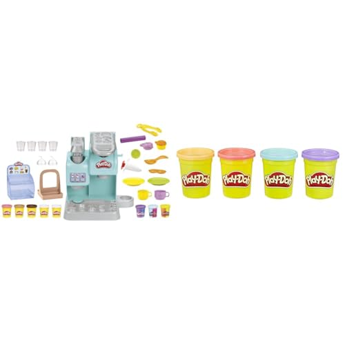 Play-Doh Kitchen Creations Knetspaß Café, Café-Spielset & 4erPack Sweet, tolle Farben für Kinder ab 2 Jahren, 112gDosen von Play-Doh