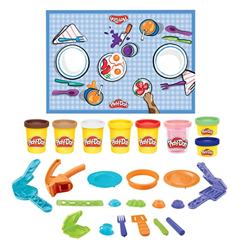 Play-Doh Kitchen Creations Morning Cafe Spielset mit 8 Farben, Spielmatte, über 15 Werkzeuge von Play-Doh