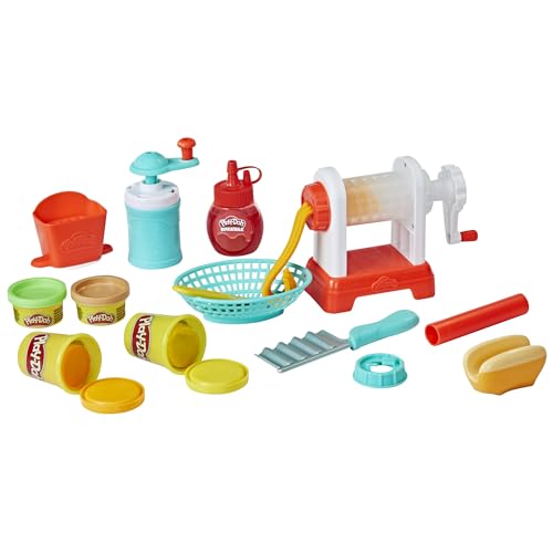 Play-Doh Kitchen Creations Pommes-Fabrik für Kinder ab 3 Jahren mit Pommes-Frites-Maschine, Soße und 5 Farben, F1320, Mehrfarbig von Play-Doh