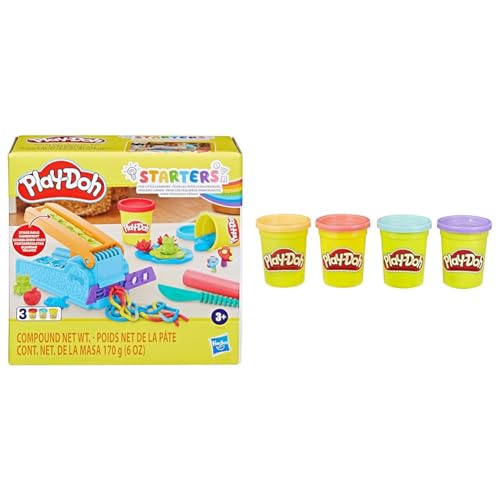 Play-Doh Knetwerk Starter-Set für Kinder zum Kneten und Spielen & 4erPack Sweet, tolle Farben für Kinder ab 2 Jahren, 112gDosen von Play-Doh