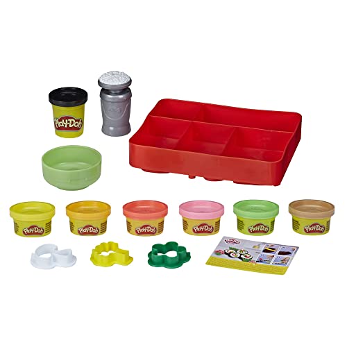 Play-Doh Kitchen Creations Sushi Spielset mit Sushibox für Kinder ab 3 Jahren mit 9 Dosen von Play-Doh