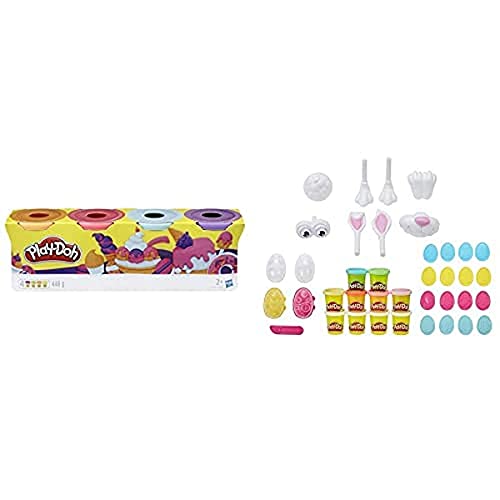 Play-Doh PlayDoh E4869ES0 4erPack Sweet, tolle Farben für Kinder ab 2 Jahren, 112gDosen Eierstempel, 25-teiliges Set, Osterhase kneten mit Eiern von Play-Doh