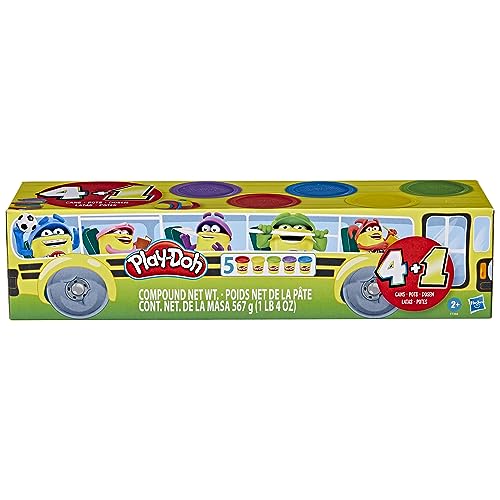 Play-Doh Schulbus 5er-Pack, 112g-Dosen, kreatives Spielzeug für Kinder ab 2 Jahren, passend zum Thema Schulanfang und Lernen, kreatives Neujahr oder Wichteln von Play-Doh