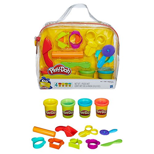 Play-Doh Starter Set, mit 4 Dosen zu je 56 Gramm und 9 Accessoires zum Schneiden und Formen, dazu Tasche zum Aufbewahren, für Kinder im Vorschulalter, perfekt auch als Halloween-Gechenk für Kinder von Play-Doh