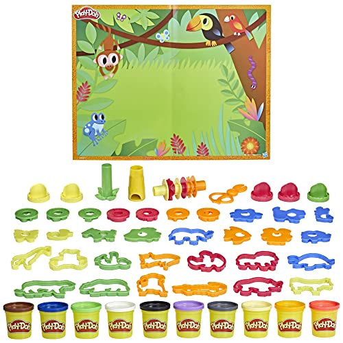 Play-Doh Tierabenteuer-Set mit 45 Knetwerkzeugen, 10 Dosen und Knetunterlage von Play-Doh