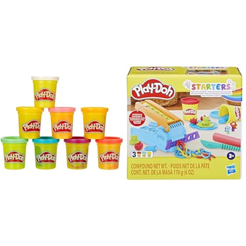 PlayDoh E5044EU4 8er Pack, Knete in Regenbogen Farben, für fantasievolles und kreatives Spielen, bunt & Knetwerk Starter-Set für Kinder zum Kneten und Spielen von Play-Doh