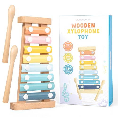 Play Platoon Kinder-Xylophon für Kleinkinder 1–3 – Montessori-Musikinstrument, Babyspielzeug für 1 Jahr, Musikinstrumente für Kinder, Boho-Baby, ästhetisches neutrales Babyspielzeug für von Play Platoon