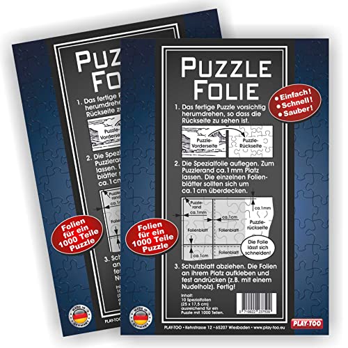 Play-Too 2er Set Puzzlefolie 20 Blatt! Puzzlekleber! Einfach! Schnell! Sauber! hält Superfest! Optimal für 2 x 1000 Teile oder 4 x 500 Teile Puzzle von ORTCI