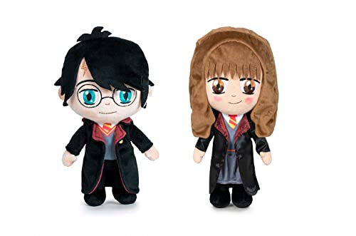 Play by Play: Harry Potter (20 cm) + Hermine Granger (20 cm) - Offizielle Lizenz - Plüschtiere - 2 Stück - Schwarz - Gryffindor von Play by Play