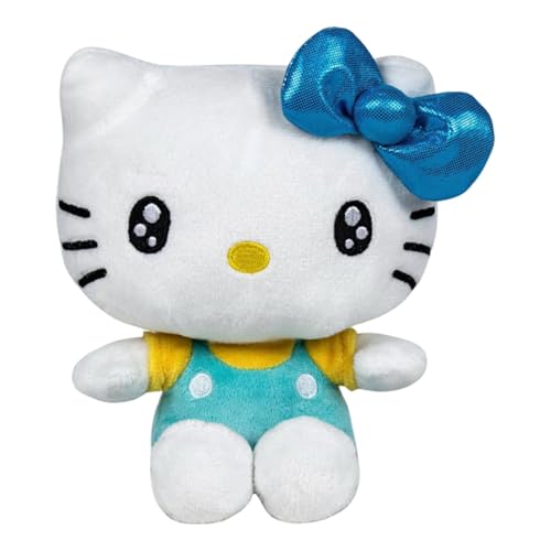 Hello Kitty Plüschfigur zum 50. Jahrestag – weiche Sammelfigur, inspiriert von den Abenteuern der Kitty-Katze – Höhe 16 cm (Hellblau) von Play by Play