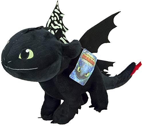 playbyplay HTTYD Dragons, How to Tran Your Dragon 3 Plüschtier Toothless Night Fury, Schwarz, 30 cm, leuchtet im Dunkeln von playbyplay