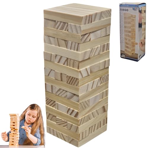 Turmspiel aus Holz, 48 Teile aus Naturholz, Brettspiele für Kinder und Erwachsene, Turm bis über 40 cm, alle Altersgruppen von Play me