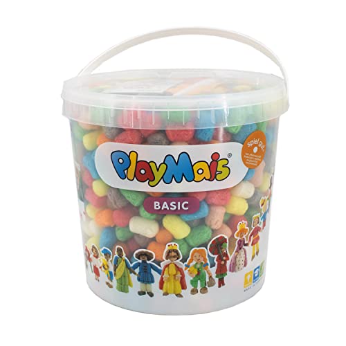 PlayMais Basic 1000 Bastelset für Kinder ab 3 Jahren | Basteleimer mit über 1000 Stück zum Basteln | Natürliches Spielzeug | Fördert Kreativität & Motorik | Geschenk für Mädchen & Jungen von PlayMais