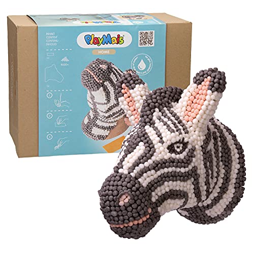 PlayMais MOSAIC HOME Zebra Wand-Dekoration zum Basteln | für Kinder ab 5 Jahren | 3D Zebrakopf aus 9000 Stück | Wanddeko fürs Kinderzimmer | Fördert Kreativität & Feinmotorik von PlayMais