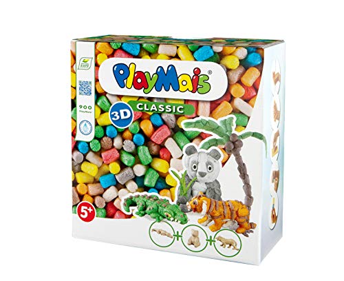 PlayMais 3D Wild Animals Bastel-Set für Kinder ab 5 Jahren | Über 900 3 Tierfiguren aus Pappmaschee zum Bekleben und Basteln | Fördert Kreativität & Feinmotorik | Natürliches Spielzeug von PlayMais