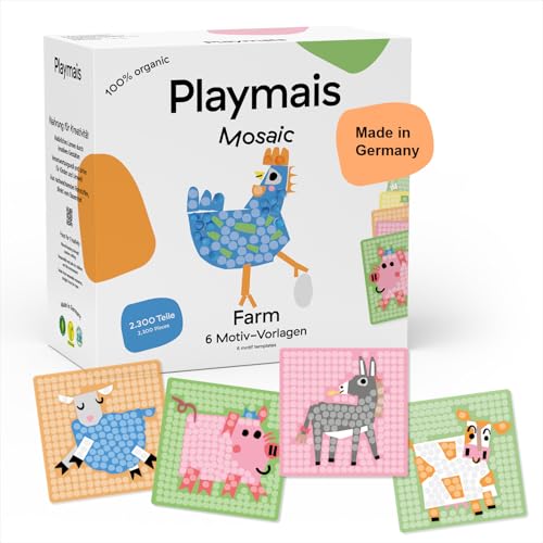 Playmais Mosaic Farm | 2300 Teile | Bastelset | natürliches Spielzeug | inkl. Schwämmchen, 6 Motiv-Vorlagen | vegan, verantwortungsvoll & sicher für Kinder & Umwelt | ab 3 Jahren Playmais Mosaic Farm | 2300 Teile | Bastelset | natürliches Spielzeug | inkl. Schwämmchen, 6 Motiv-Vorlagen | vegan, verantwortungsvoll & sicher für Kinder & Umwelt | ab 3 Jahren von Playmais