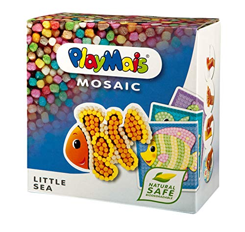 PlayMais MOSAIC Little Sea Kreativ-Set zum Basteln für Kinder ab 3 Jahren | Über 2.300 PlayMais & 6 Mosaik Klebebilder mit Meerestieren | Fördert Kreativität & Feinmotorik | Natürliches Spielzeug von PlayMais